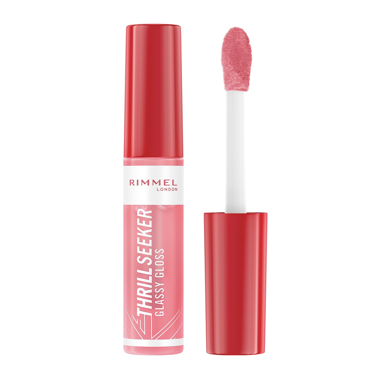Rimmel Thrillseeker Glassy Gloss 500 Pine to the Apple, Hydrating Shine, Hyaluronic Acid, Anti-Oxidant Complex, Non-Sticky, Big Applicator, Healthy-Looking Lips, Delicious Scent, Vegan, Cruelty Free โ image 1