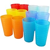 YUYUHUA 22-ounce Plastic Tumblers Unbreakable BPA Free Dishwasher Safe Set of 12 in Multicolors Reusable Drinking Cups