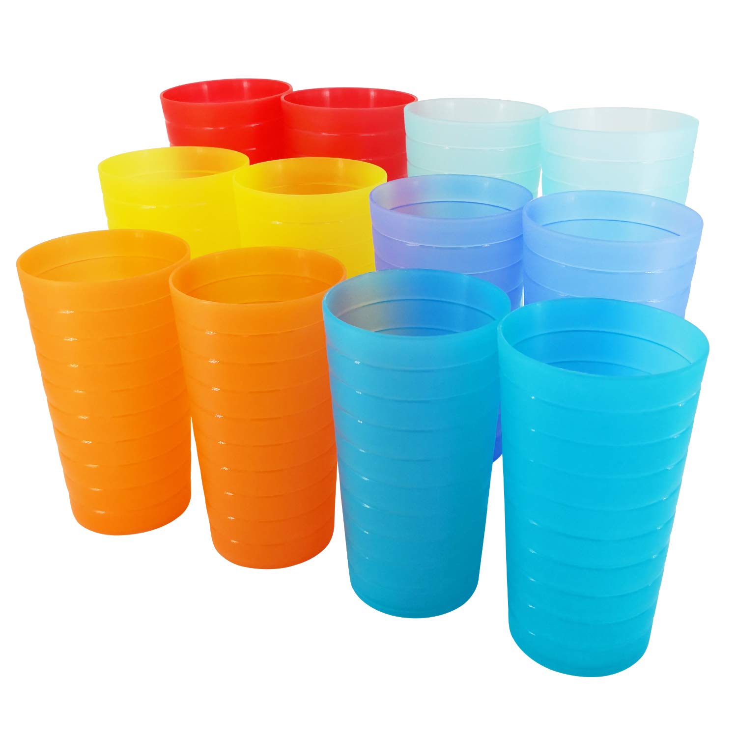 Photo 1 of YUYUHUA 22-ounce Plastic Tumblers Unbreakable BPA Free Dishwasher Safe Set of 12 in Multicolors Reusable Drinking Cups