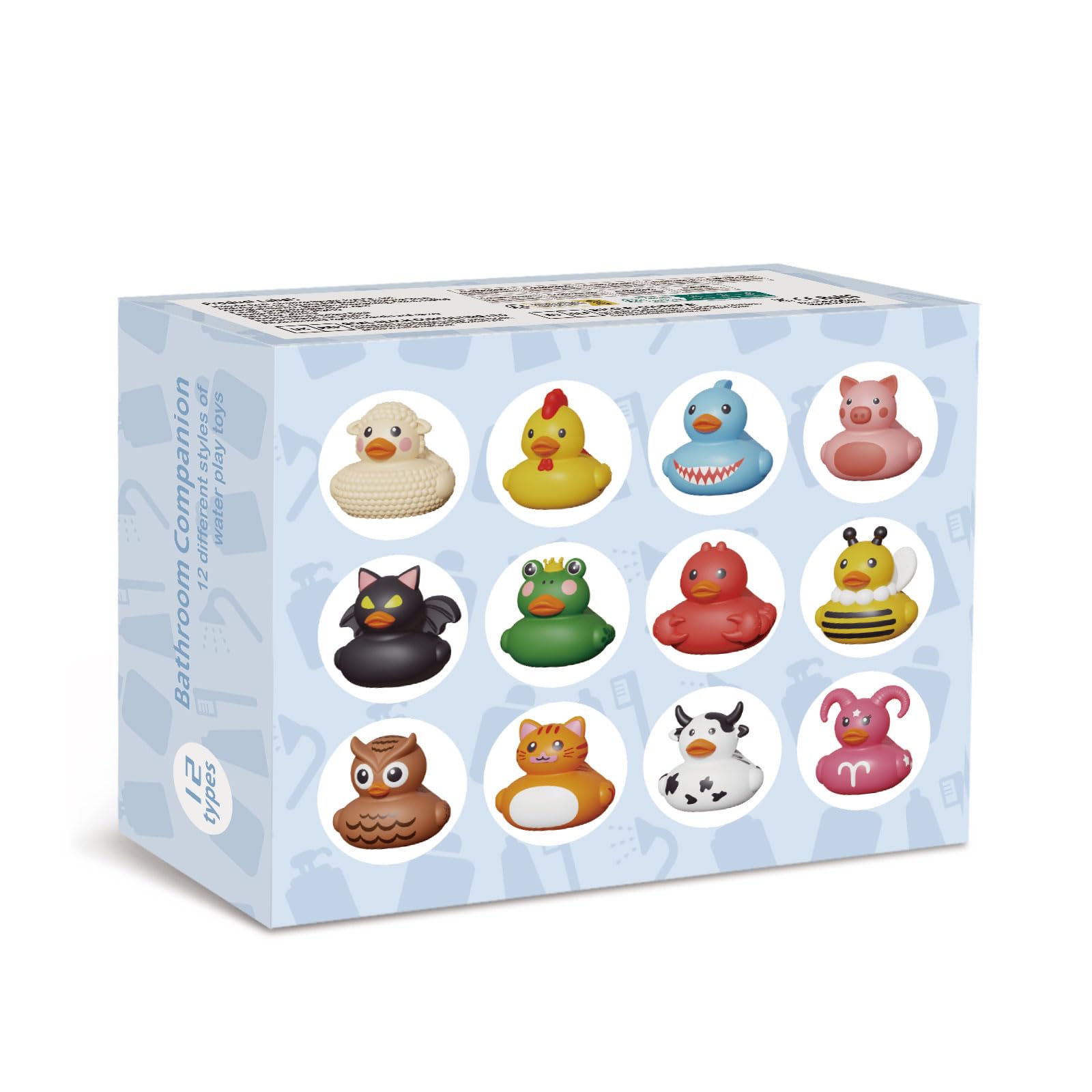 12PCS Rubber Ducks,Toddler Bath Toys,No Hole Bathtub Toys,Baby Pool Toys for 18 Months and Older