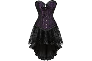 Kranchungel Steampunk Corset Skirt Renaissance Corset Dress for Women Gothic Burlesque Corsets Costumes