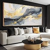 SDYA Large Abstract Canvas Wall Art Gold Decoration Blue Painting for Living Room Bedroom Kitchen Home Office 29x58 Inch