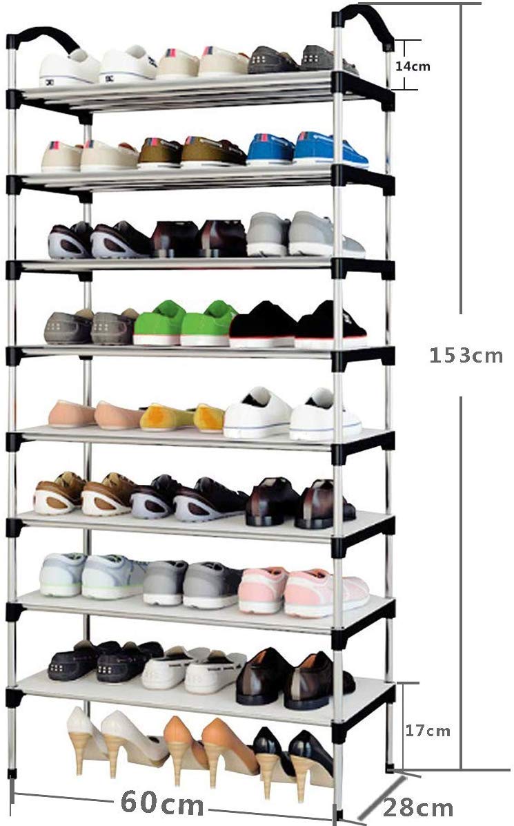 kids shoes organizer on Free Standing Shoe Racks 8 Tiers Shoe Tower Organizer Cabinet Shelf Each Tier With 4 Iron Pipes And Non Woven Fabric Men Women Kids Shoes Boots Racks 23 6 X 11 X 53 5 Inches
