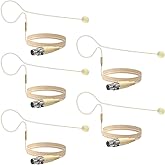 5 Pack Headset/Headworn Microphone Single Earhook Headset Microphone Mini XLR 4Pin TA4F Plug Hanging Condenser Omnidirectional Mic Compatible with Shure,1.5m Cable and Windscree