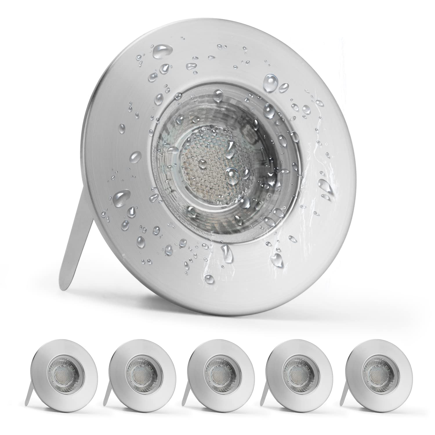 Gr4tec Led Recessed Ceiling Light Dimmable, 10 x 7W LED Downlight for Ceiling Cool White 6000K 600LM, φ65-68mm Hole, 30mm Ultra-Slim, IP44 Led Spotlight for Bathroom, Kitchen, Living Room