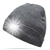 Ultra Bright 5 LED Beanie Cap/Hat Hands Free Unisex Lighted Stocking Cap Perfect Hands Free Flashlight For Camping,Hiking,Hunting,Fishing,Jogging,Construction or Just For Fun One Size Fits Most (Grey)