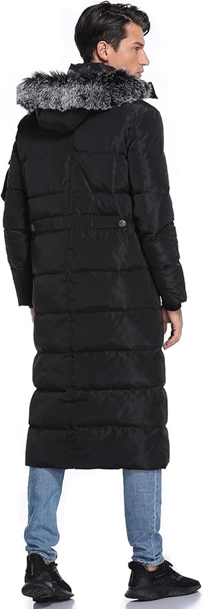 maxi down coat with hood