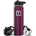 IRON °FLASK Camping & Hiking Hydration Flask with 3 Lids - Stainless Steel, Double Walled & Vacuum Insulated Water Bottle - Leak Proof & BPA Free (Burgundy, Straw - 22 oz)