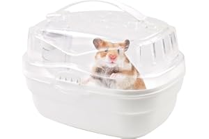 MUYG Hamster Carrier Cage with Water Bottle,Portable Hamsters Travel Cage Plastic Guinea Pig Carrying Cases Small Animal Carry Cage for Dwarf Hamsters Chinchillas Hedgehog Mouse(White)