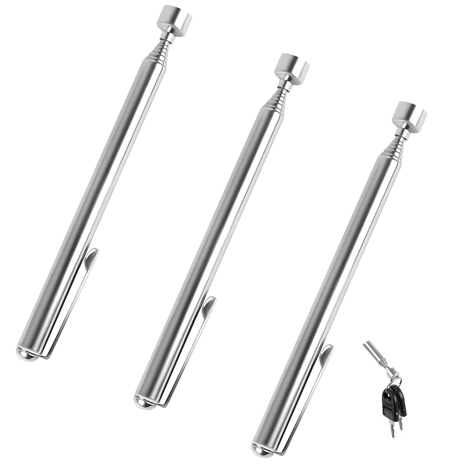 3Pcs Telescopic Pick Up Tools 3 Lb Extendable Magnetic Handheld Pick Up Stick Up to 64 cm, Stainless Magnet Handheld Tool Pen Style Design for Older Pregnant Women
