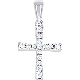 Jewels By Lux Sterling Silver Womens Moissanite Cross Religious Pendant