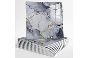 BAIXING HOUSE 10pcs Peel and Stick Tile Shower Waterproof Marble Tiles Wall Panels, 11.8"x11.8" Self-Adhesive Backsplash Tile, PVC Wall Panels Shower Tiles for Home Bathroom, Kitchen, Living Room Blue