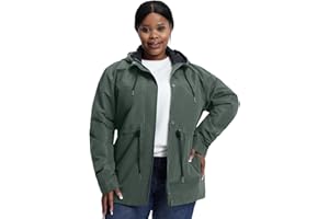 HHE Women's Plus Size Lightweight Windproof Jacket, Water-Resistant Windbreaker Jacket with Hood for Traveling, Hiking, Daily