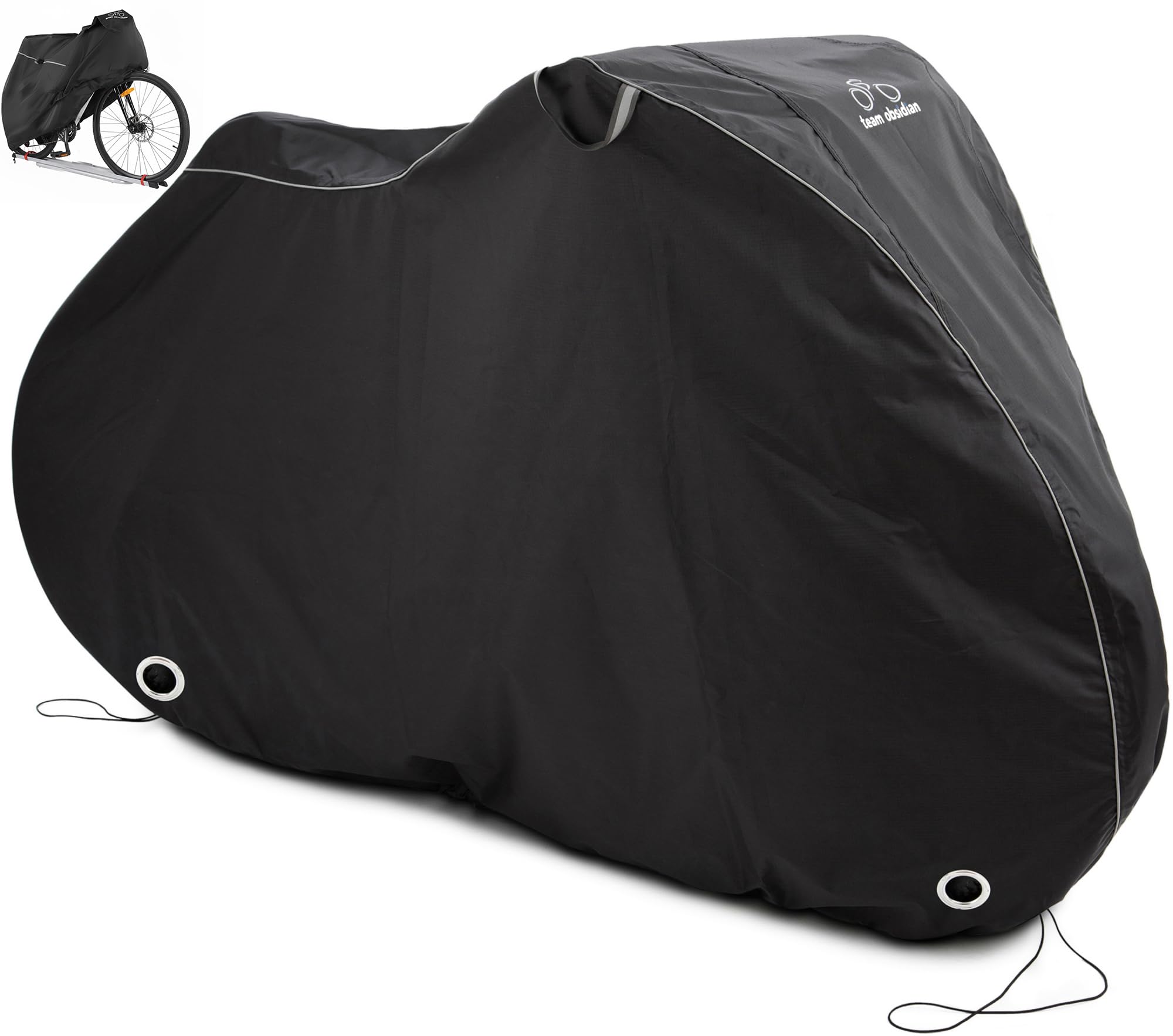 TeamObsidian Bike Cover - Waterproof Outdoor & Indoor Bicycle Storage For 1 to 3 Bikes - Heavy Duty Ripstop 210D Tent Material - Stationary Electric Bike Protection for All Seasons