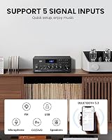 Moukey MAMP3 Power Audio Amplifier 2.0 Channel Bluetooth 5.3 FM USB Mic In view 3