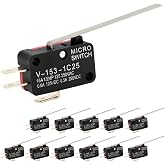 12 Pcs Micro Limit Switch with Long Hinge Lever SPDT 1NO 1NC Microswitch V-153-1C25