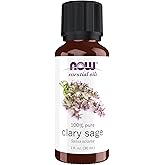 NOW Essential Oils, Clary Sage Oil, Focusing Aromatherapy Scent, Steam Distilled, 100% Pure, Vegan, Child Resistant Cap, 1-Ounce