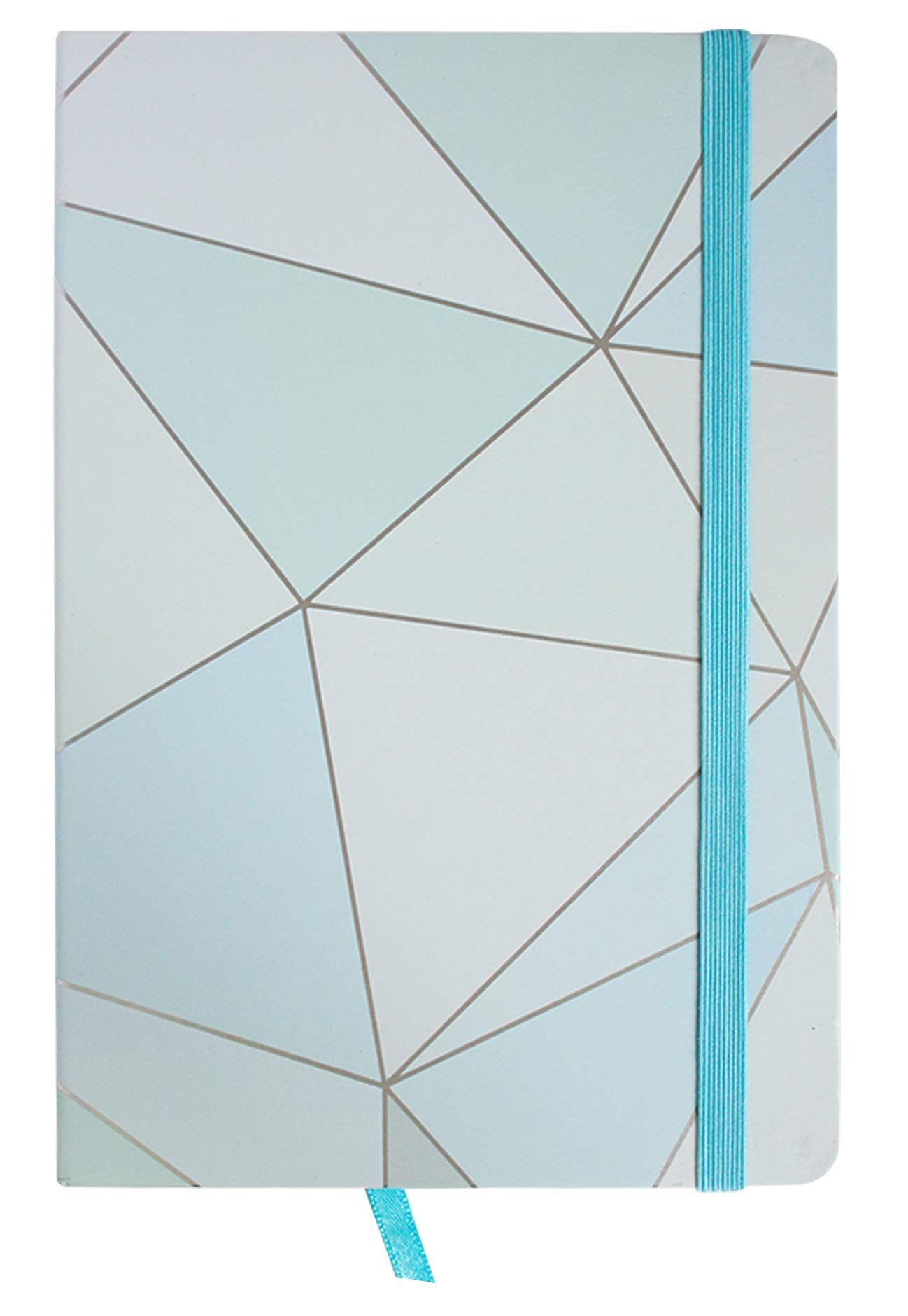 Emartbuy Geometric Marble Hard Cover Exercise Book Diary Notebook Notepad Writing Journal Ruled A5 Size 96 Sheets (192 Pages) - Light Blue