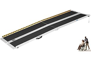 MOTORHOT 10ft Portable Wheelchair Ramp Non-Slip Aluminum Folding Handicap Home Steps Scooter Door Threshold Ramp for 10 inch -30 inch Step Heights 600 lbs Capacity 28in Wide