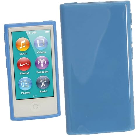 igadgitz Blau Glänzend Dauerhafte Kristall Gel Tasche TPU Hülle Schutzhülle Etui für Apple iPod Nano 7. Gen Generation 7G 16G