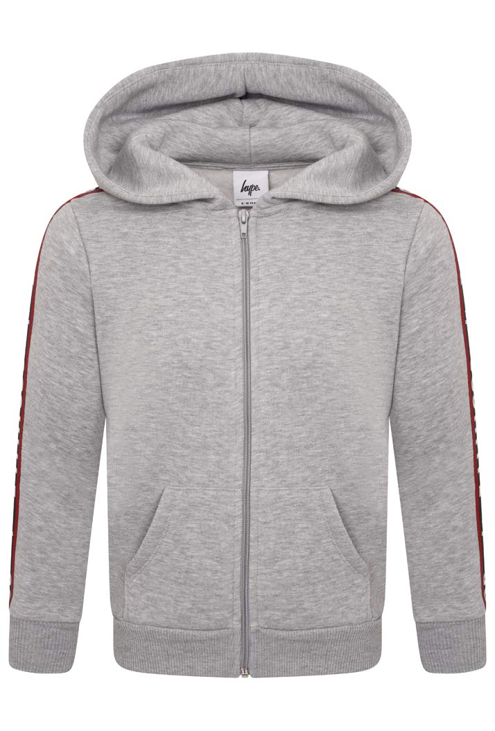 Hype Grey JH Tape Kids Zip Hoodie Size: 9/10Y