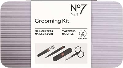 No7 Men's 4 Piece Grooming Gift Set - Manicure Tools, Metal Tin, Thank You Card