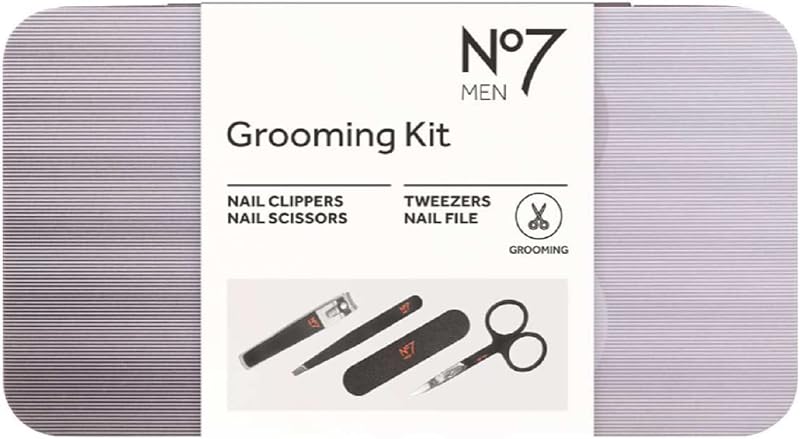 No7 Men's 4 Piece Grooming Gift Set - Manicure Tools, Metal Tin, Thank You Card