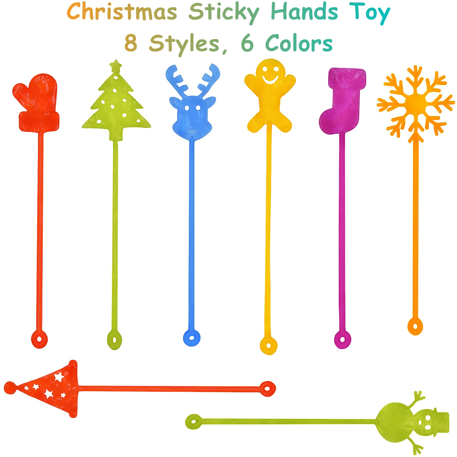 36 Pack Christmas Sticky Hands Toys Christmas Tree Hat Stocking Glove Deer Snowman Sticky Stretchy Toys for Kids Girls Boys Christmas Stocking Stuffers Party Favors Gifts