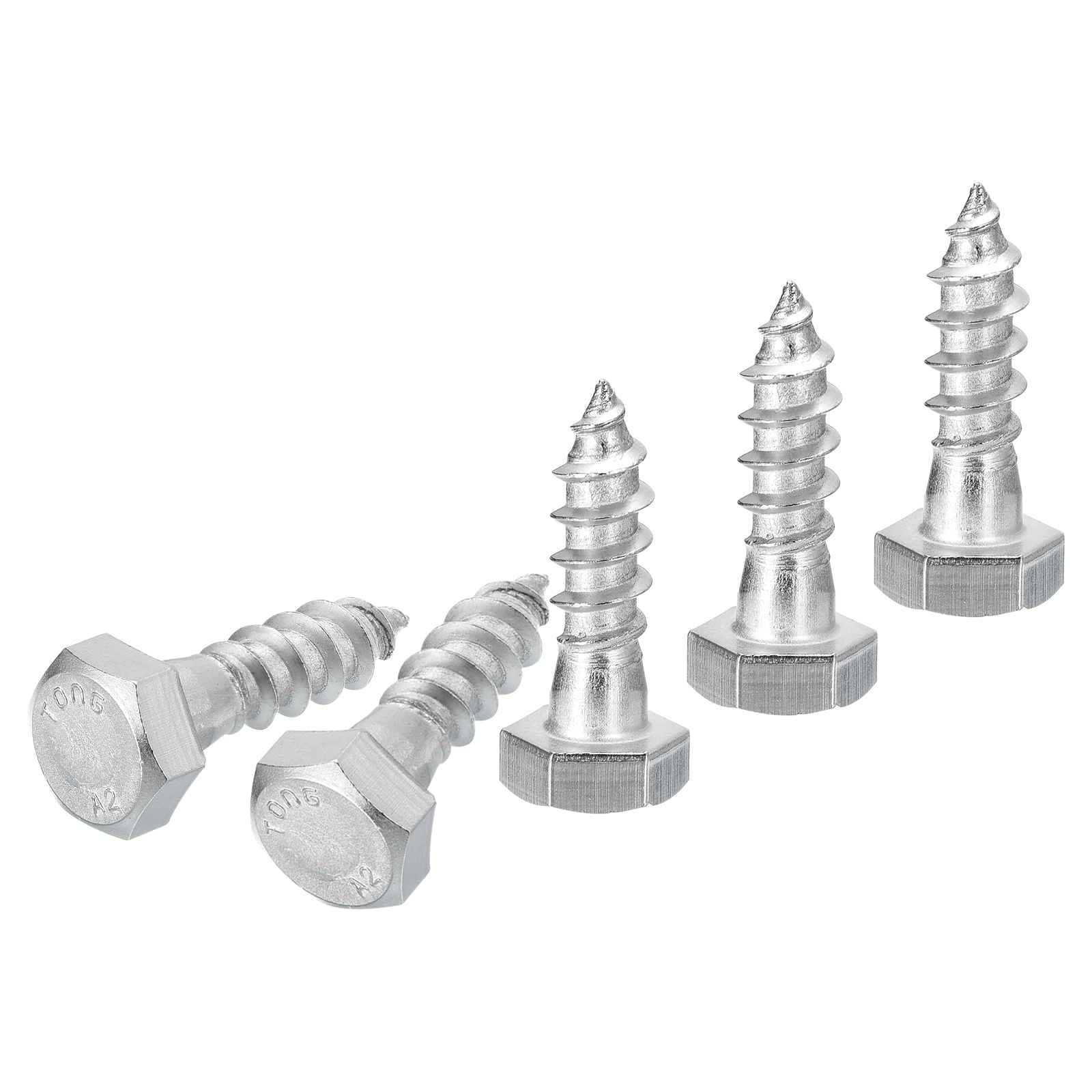 DTGN M8x25mm Hex Lag Bolts -15 Pack - for Woodworking, Furniture - 304 Stainless Steel Partial Thread Hexagon Head Lag Screws for Wood - Silver