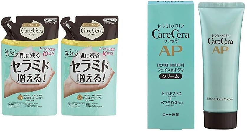 Amazon セット買い ケアセラ Carecera ケアセラ Carecera 泡の高保湿 ボディウォッシュ ピュアフローラルの香り つめかえ用 セバメドモイスチャーローション10mlサンプル付き 350ml 2個 サンプル付き ロート製薬 ケアセラ Apフェイス ボディクリーム