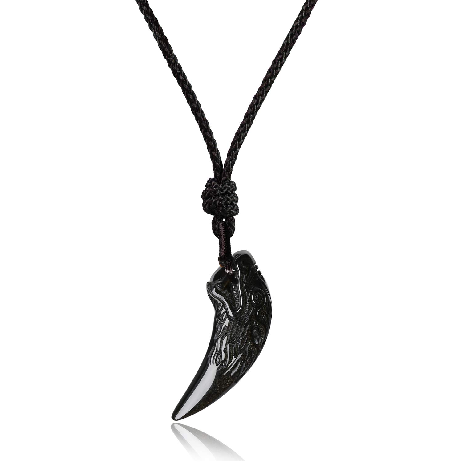 coai Wolf Teeth Obsidian Stones Amulet Pendant Necklace for Men and Women — image 1
