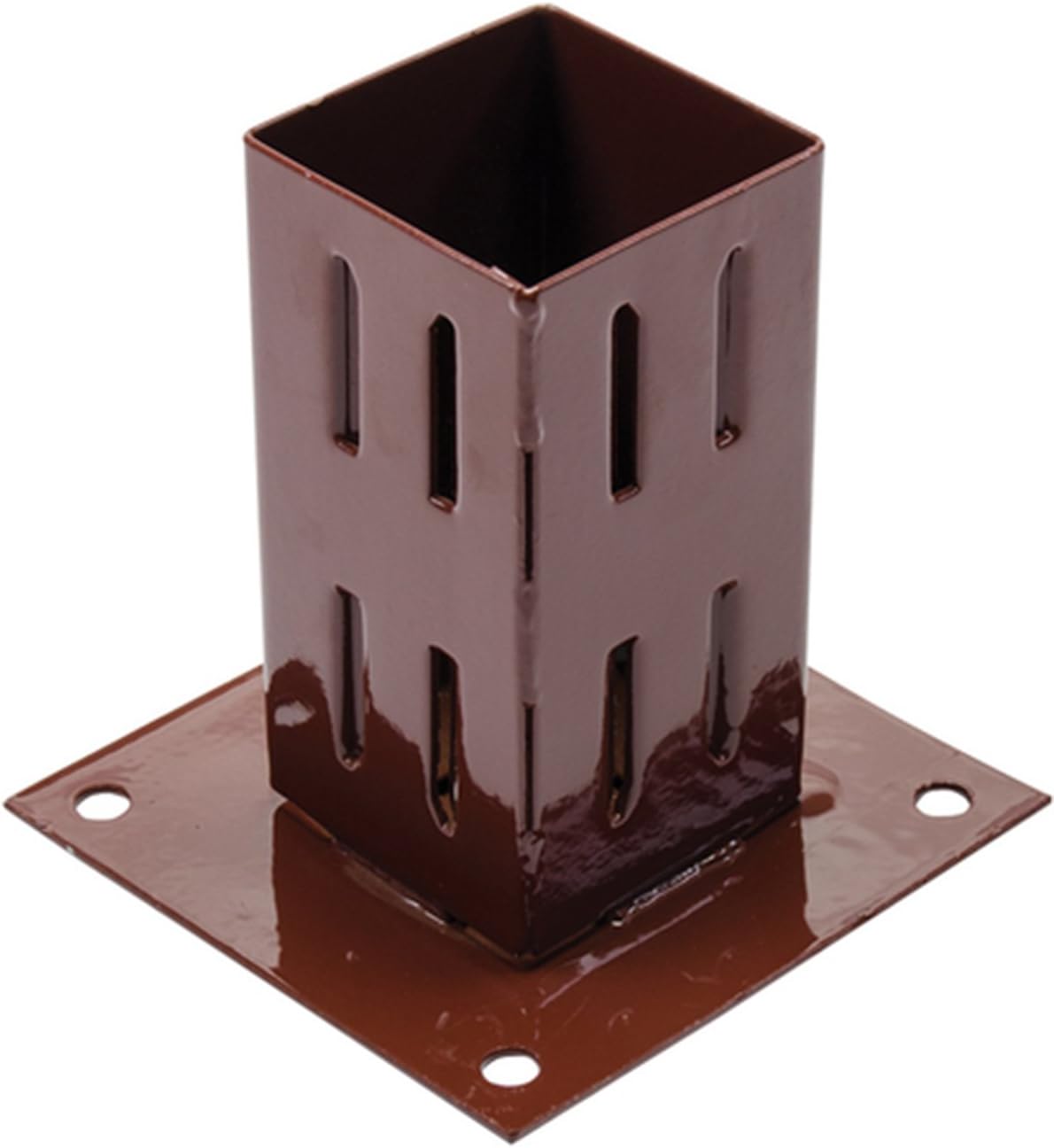 Bolt Down Fence Support Galvanised Brown Square Post Holder Easy Grip