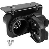 NeaLia Premium 7 and 4 Pin Trailer Connector, 7 Blade Round Trailer Socket and 4 Way Flat Adapter with Bracket, Truck Plug for Towing Pickup SUV RV Camper Hitch Wiring Harness Replacement