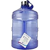 New Wave Enviro Iconic 1 Gallon Round BPA Free Water Bottle with Stainless Steel Cap and Integrated Handle, Ideal for Gym and Outdoor Life, Blue