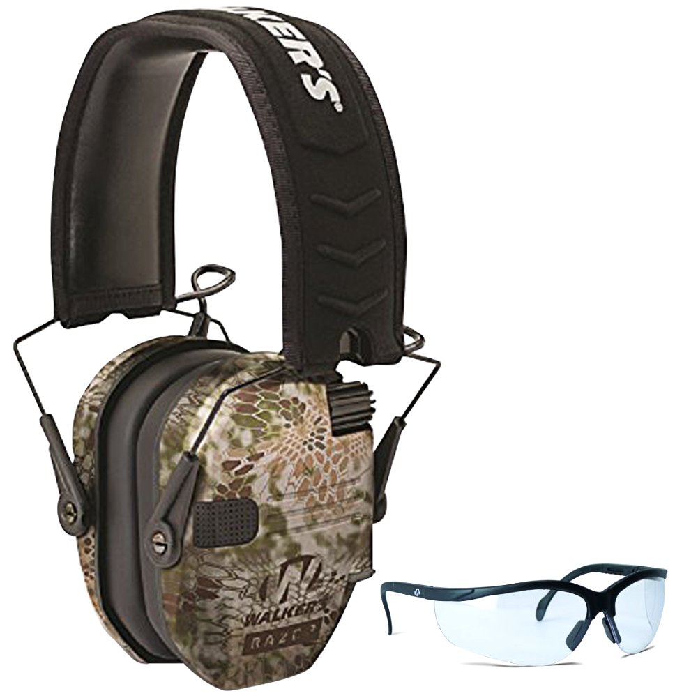Walker's Game Ear Razor Slim Electronic Muff (Kryptek Camo) BUNDLED