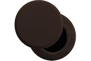 LUSHVIDA Round Bar Stool Covers - Super Soft and Washable Elastic Stool Cushion Slipcover for Dia.12-14" Chair, Light Coffee, Set of 2