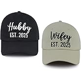 Wedding Gifts for Couples 2025, Hubby Wifey Honeymoon Essentials Hat, Mr Mrs Engagement Baseball Cap, Wedding Shower Gifts for Newlyweds Bride Groom Black Off-White