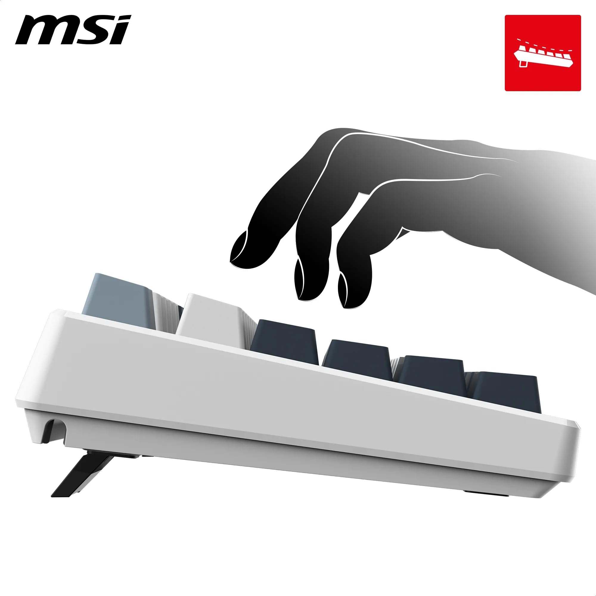 MSI Forge GK600 TKL Wireless Sky QWERTZ, DE Layout – MECHANISCHE LINEARE SWITCHES – PBT-Tastenkappen mit Farbsublimationsdruck, rutschfeste Unterseite, RGB-LED, Bluetooth, 2,4 GHz – ohne Ziffernblock 4