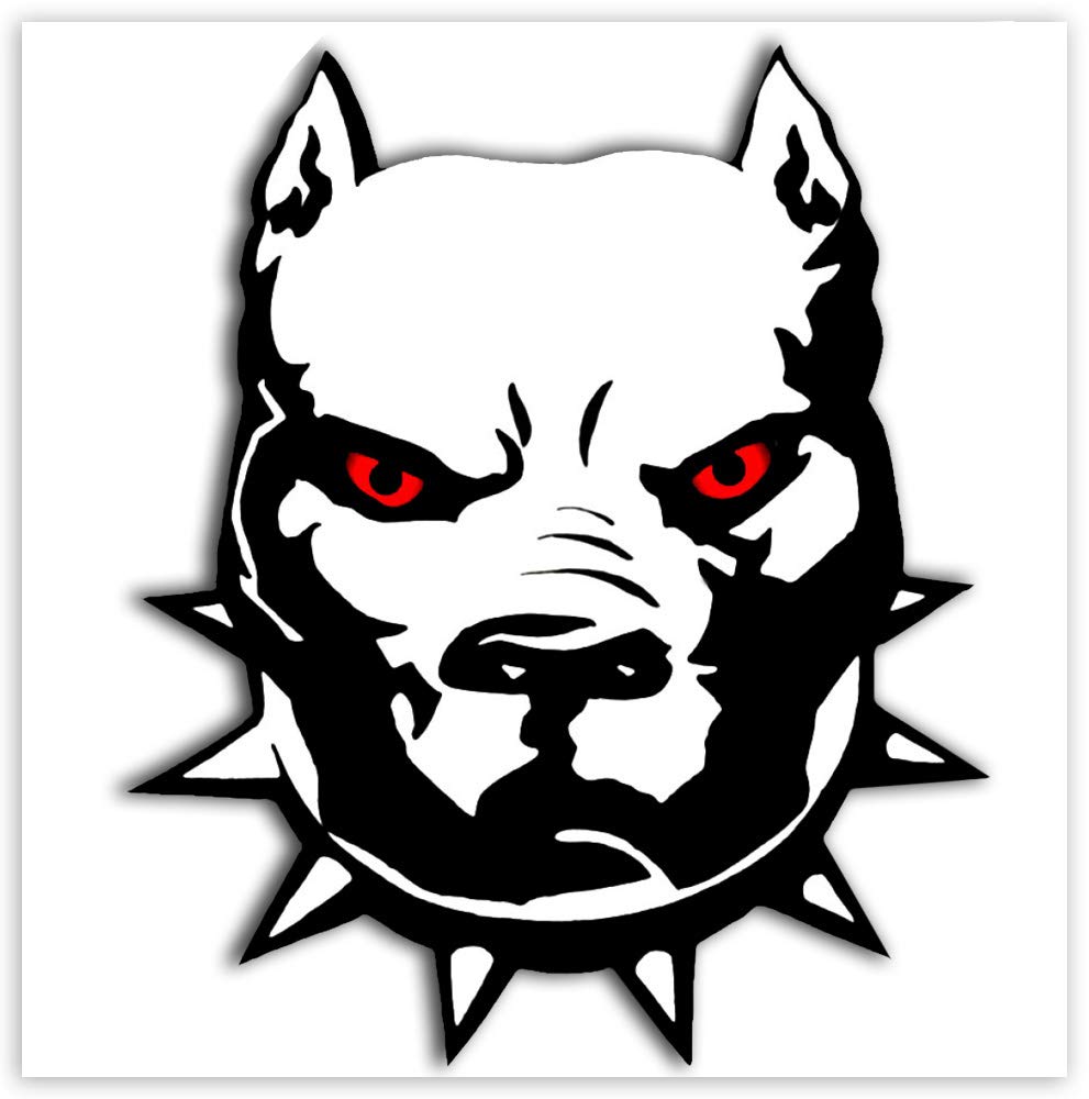 SkinoEu® 2 x Self-Adhesive Funny Stickers Vinyl Decal Angry Pitbull Dog Laptop iPad Car Window Auto Moto Helmet Bike Skate Truck Tuning B 4