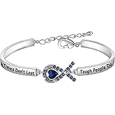 CENWA Blue Ribbon Awareness Charm Colon Cancer Fighter Bracelet Tough Times Don’t Last Bracelet Gift for Cancer Survivor