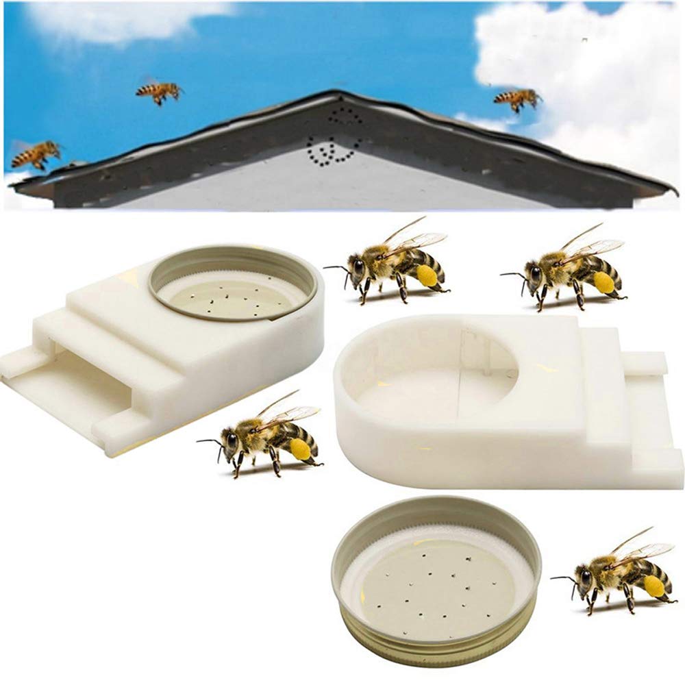 Photo 1 of Bee hive Entrance Feeder,Entrance Bee Feeder, Bee Feeder for Beehives Includes Lids Fits Most Small Mouth Canning Feeder and Waterer(4 Pack)