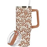 FYSUIMU Cielito Lindo Tumbler with Handle Stainless Steel Cup 40oz Platos De Barro Terracotta Flower Tumbler with Lid Straw for Mexican Fiesta Cinco de Mayo Decor