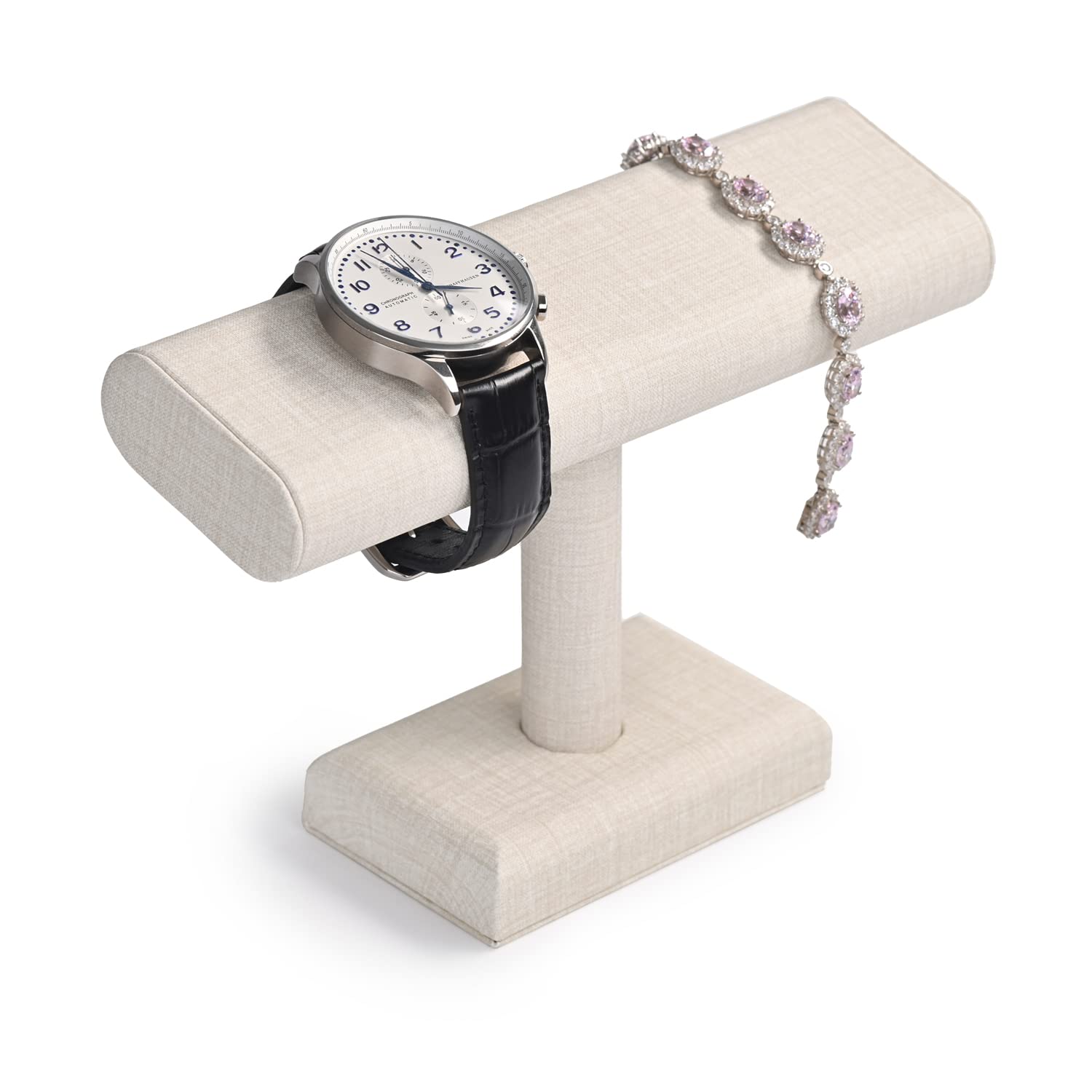 Oirlv Watch Stand Bracelet Stand Display Bangle Watch Holder Organizer PU Leather Watch Display Stand T-bar Showcase Jewellery Display Holder Home Chain Bracelet Bangle Organizer