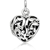 WithLoveSilver 925 Sterling Silver Vintage Style Cut Out Stencil Heart Love Locket Pendant