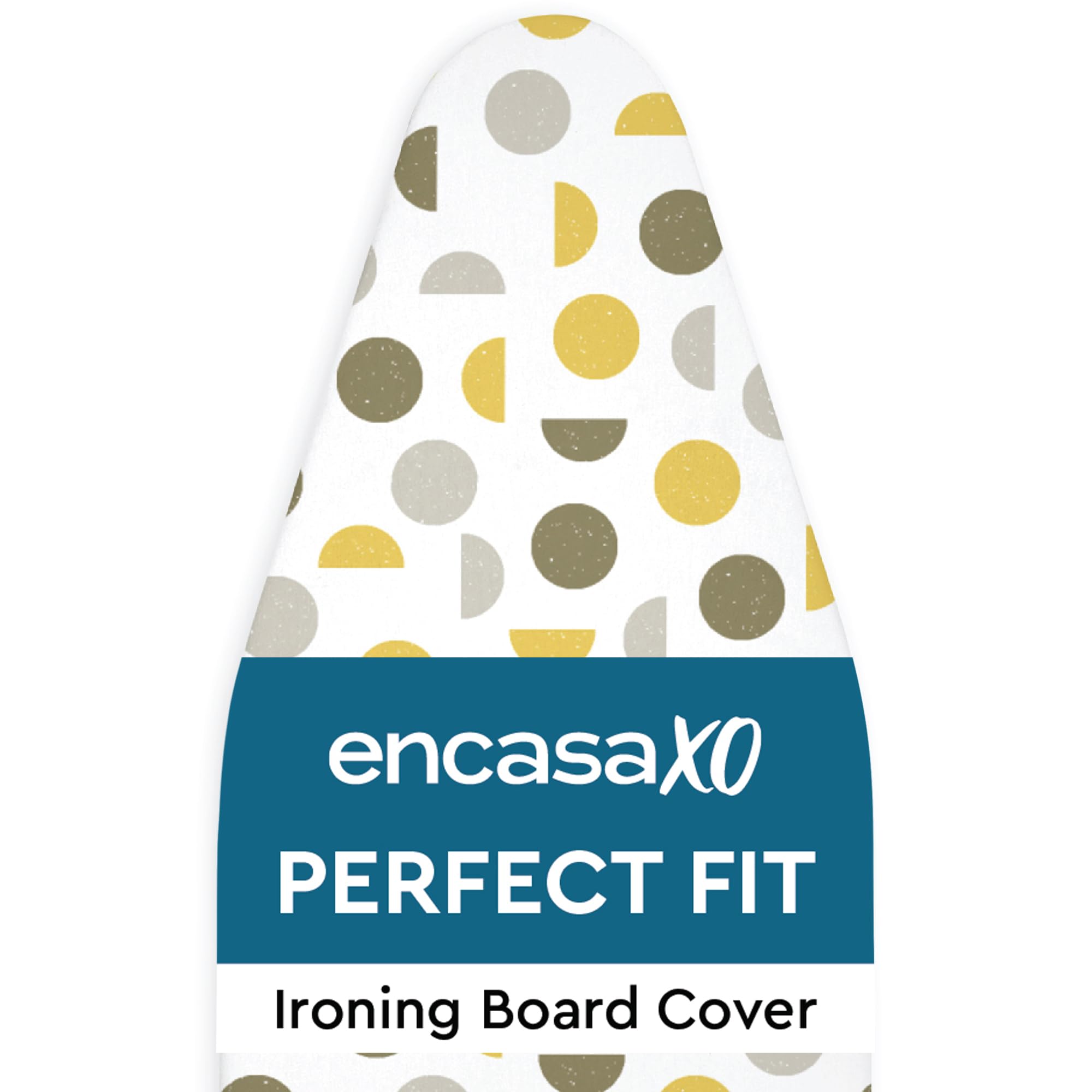 Encasa XO Ironing Board Covers and pad 112x34 cm- Thick 3mm Felt Padding, Drawstring Tightening & Lock, Heat Reflective, Scorch & Stain Resistant, for Medium Ironing Board - Yellow Moon