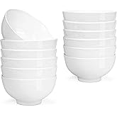 Foraineam 12 Pack 5 Inch Porcelain Bowls 14 Ounce White Round Bowl Set for Dessert, Ice Cream, Salad, Fruit, Small Side Dishes