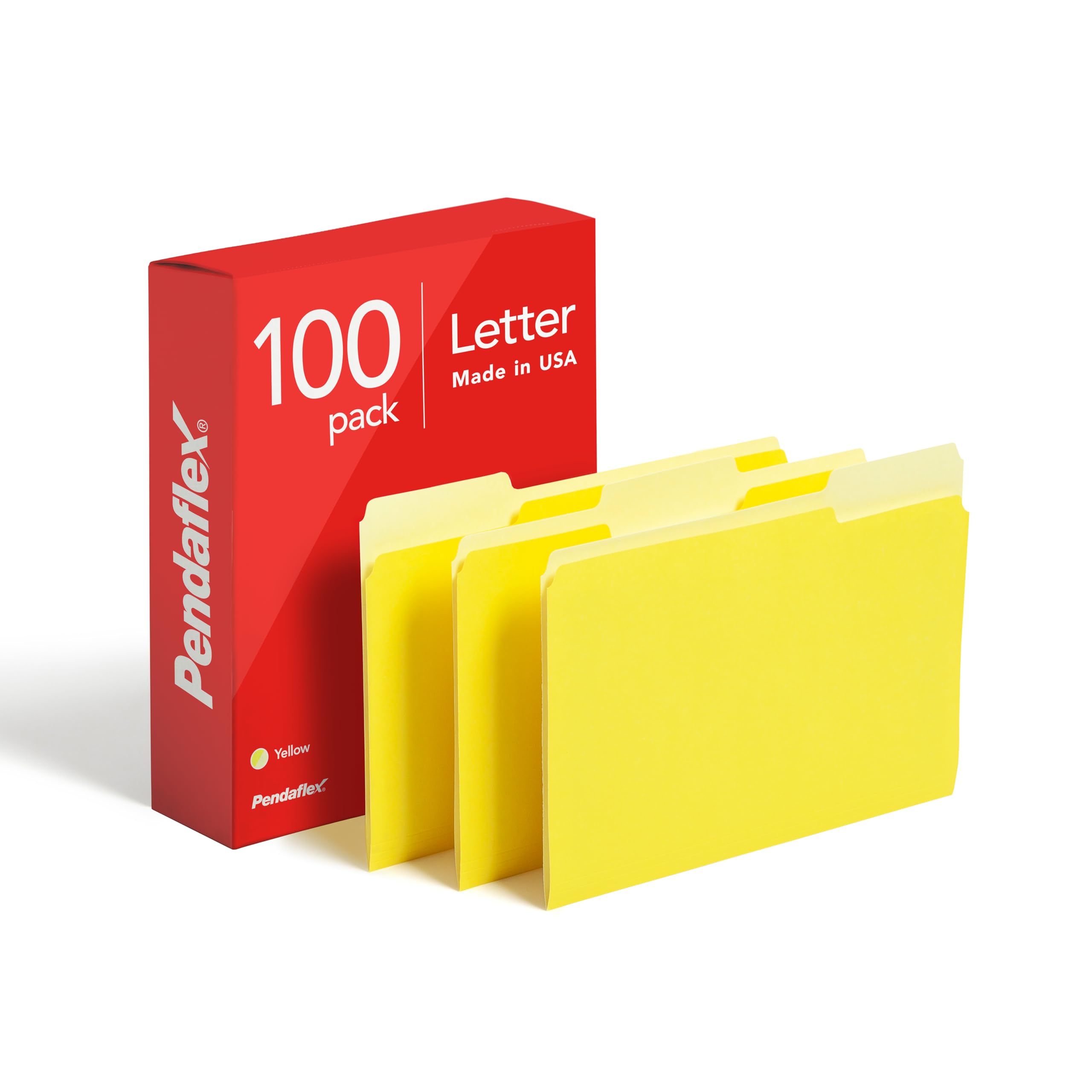 Pendaflex Two-Tone Color File Folders, Letter Size, Yellow, 1/3 Cut, 100 per Box (152 1/3 YEL)