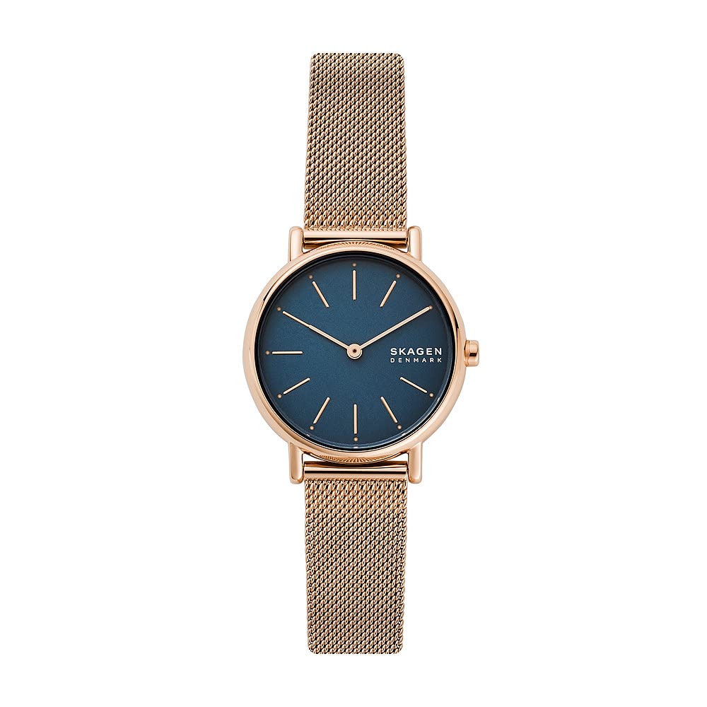 Skagen Watch for Women Signatur Lille, Two Hand Movement, 30 mm Rose Gold Stainless Steel Case with a Stainless Steel Mesh Strap, SKW2837