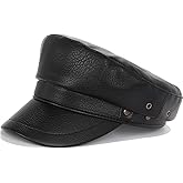 IDASHPO Women's Yacht Captain Sailor Hat, PU Material Newsboy Hat, Stylish Biker Hat, Baker Boy Hat, Peaked Beret