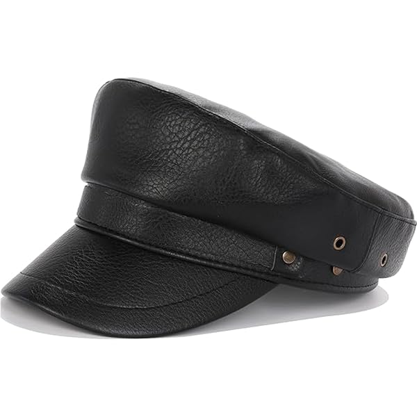 Brcus Women Yacht Captain Sailor Hat PU Newsboy Cabbie Baker Boy
